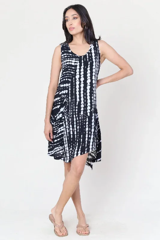 BLACK TIEDYE SLEEVELESS DRESS