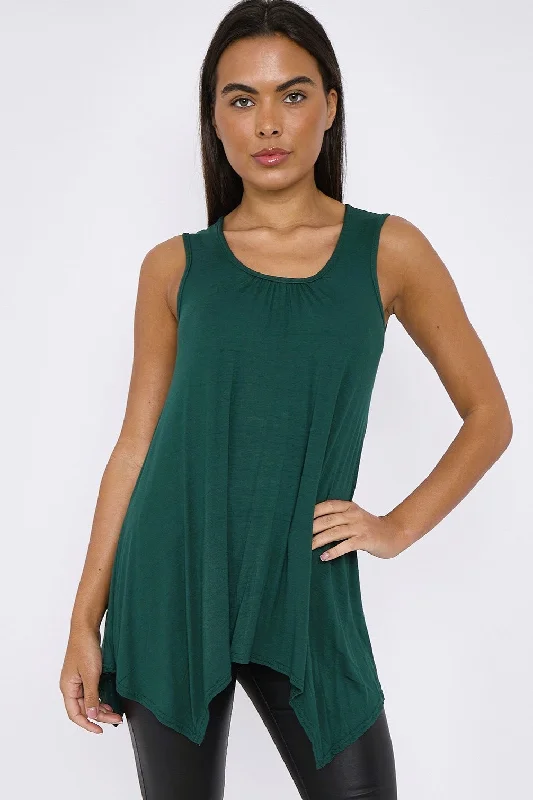 aftershock-london-green-sleeveless-top-with-asymmetric-hem