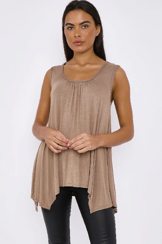 aftershock-london-mocha-sleeveless-top-with-asymmetric-hem