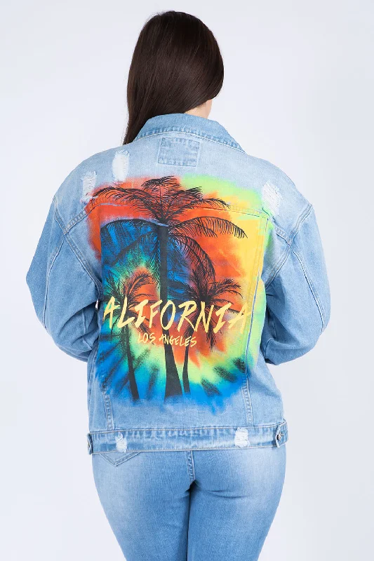 american-bazi-full-size-painted-back-distressed-denim-jacket