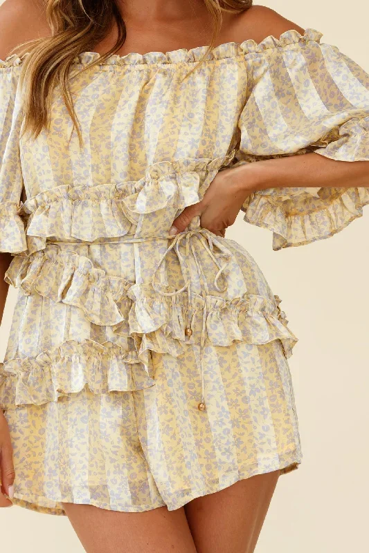 astoria-bardot-neckline-frill-romper-floral-stripe-print-yellow