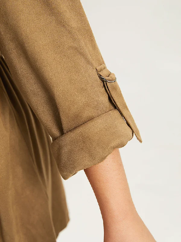 asymmetrical-neck-drawstring-tab-sleeve-coat