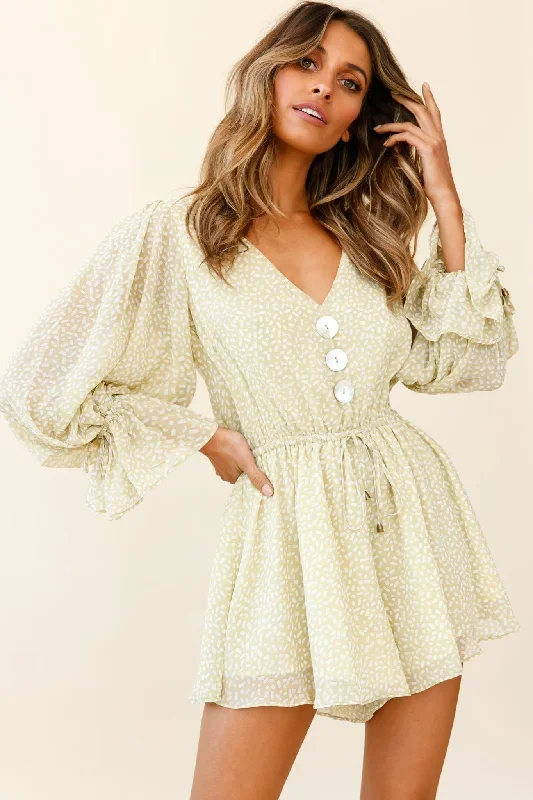 believe-it-or-not-long-sleeve-drawstring-romper-sprinkle-print-green