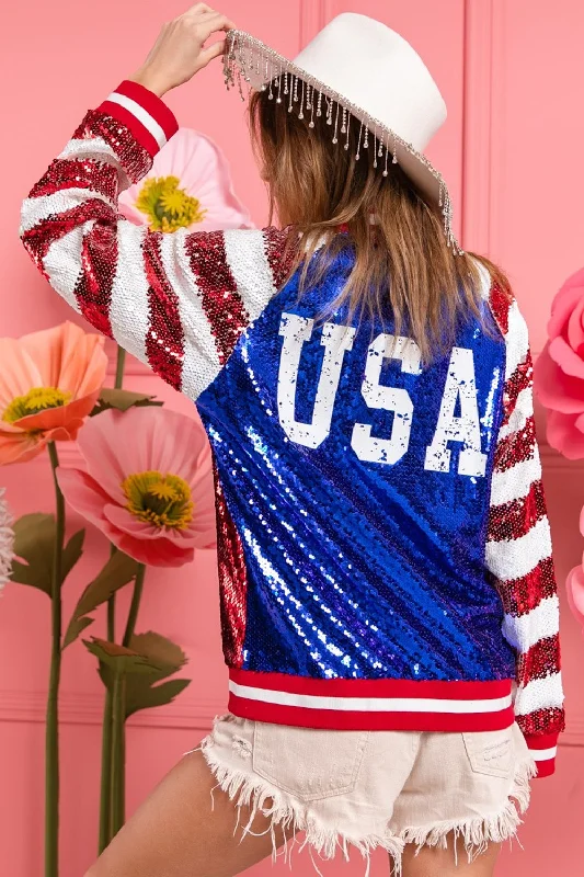 bibi-us-flag-theme-color-block-sequin-bomber-jacket