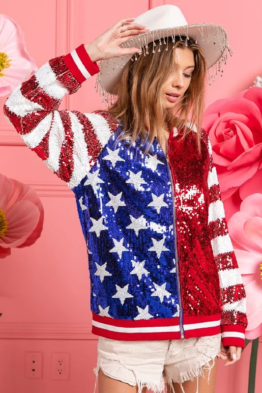 bibi-us-flag-theme-color-block-sequin-bomber-jacket