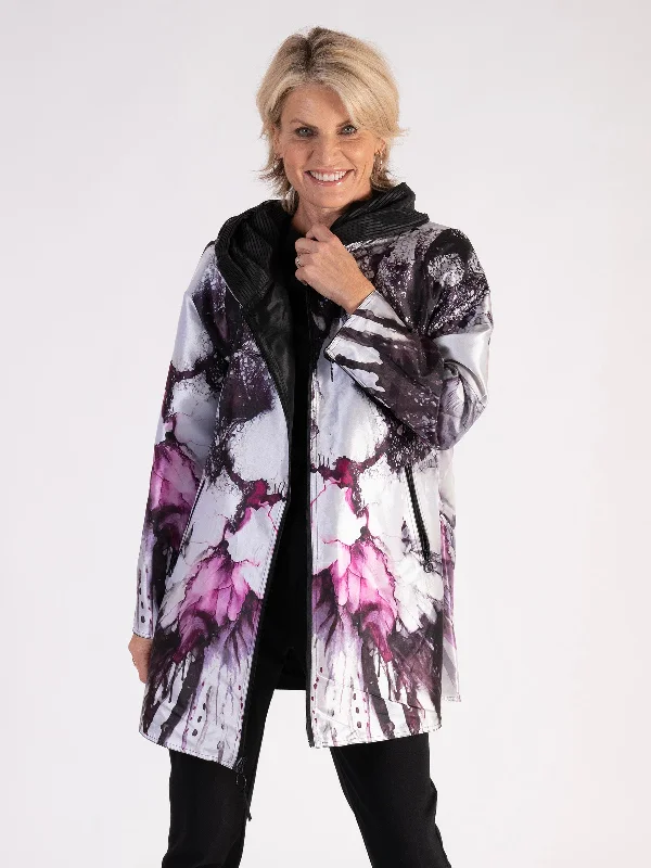 Black/Black Orchid Reversible Raincoat With Zip