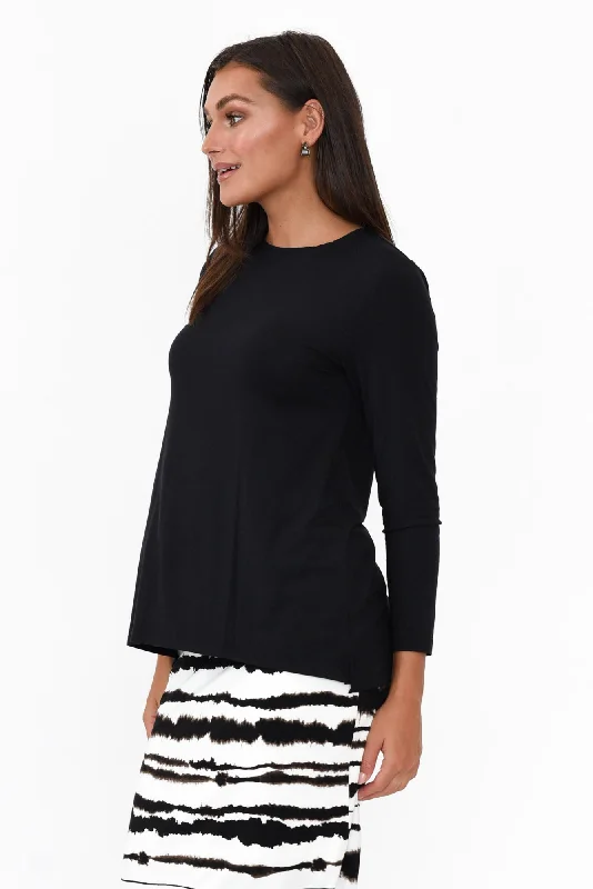 black-long-sleeve-modal-swing-top