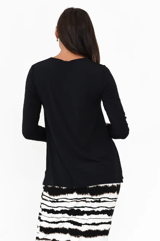 black-long-sleeve-modal-swing-top