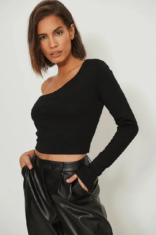 black-one-shoulder-knotty-back-top