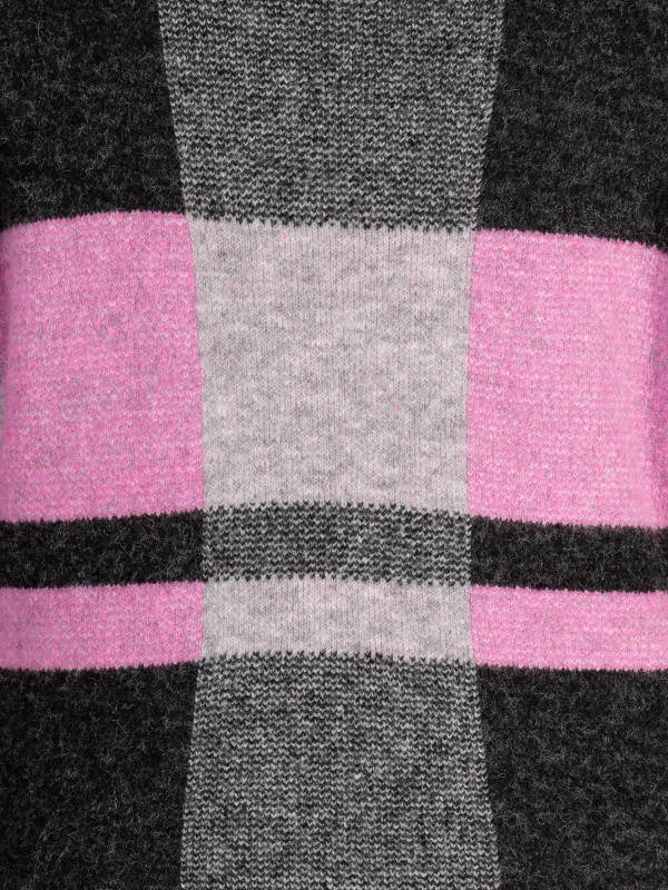 black-pink-checked-knitted-coat