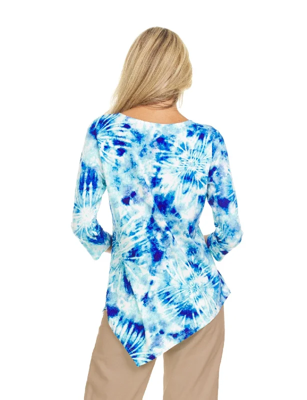 blue-ivory-tye-dye-3-4-sleeeve-asymetrical-hem-top