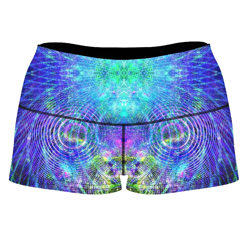 Blue Psycho Cosmos High-Waisted Women's Shorts