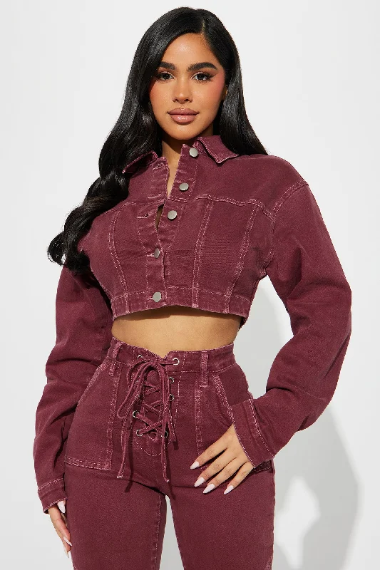 Bordeaux Stretch Denim Jacket - Wine