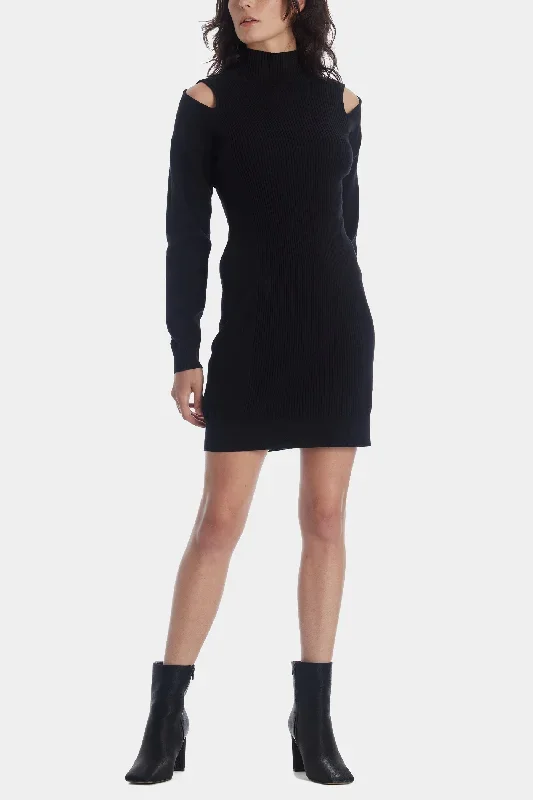 Cold Shoulder Mock Neck Dress