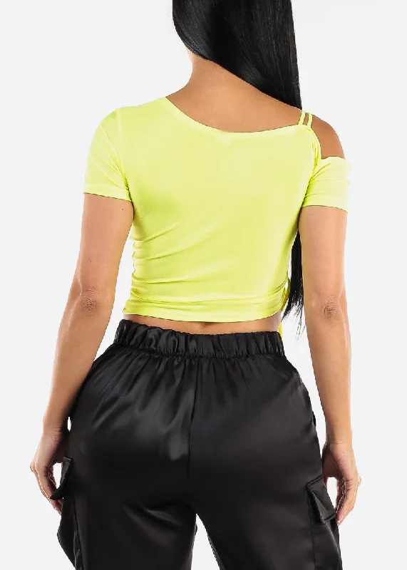 cold-shoulder-ruched-top-neon-lime-9717lemonneon