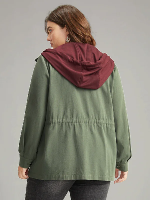 contrast-hooded-drawstring-flap-pocket-coat