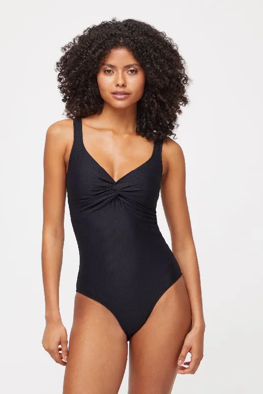 Black V-Neck Twist Swimsuit