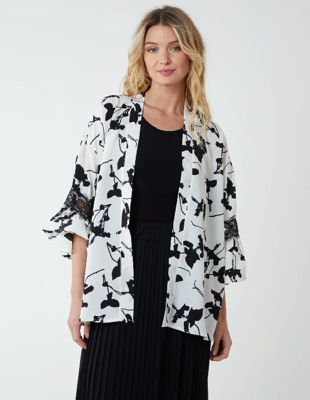 Kimono Top With Laced Sleeve