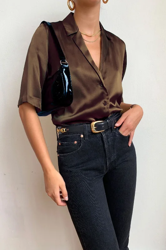 Dark Brown Satin shirt