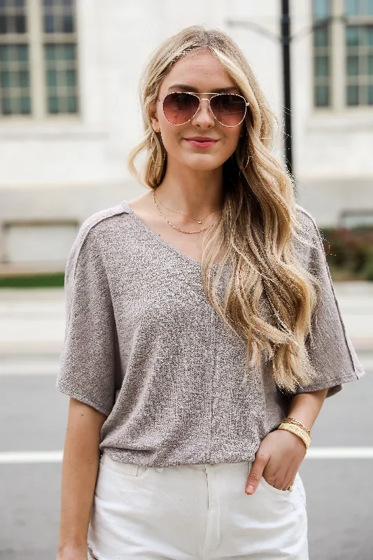 FINAL SALE - Delaney Dusty Lavender Knit Tee - DU DEAL