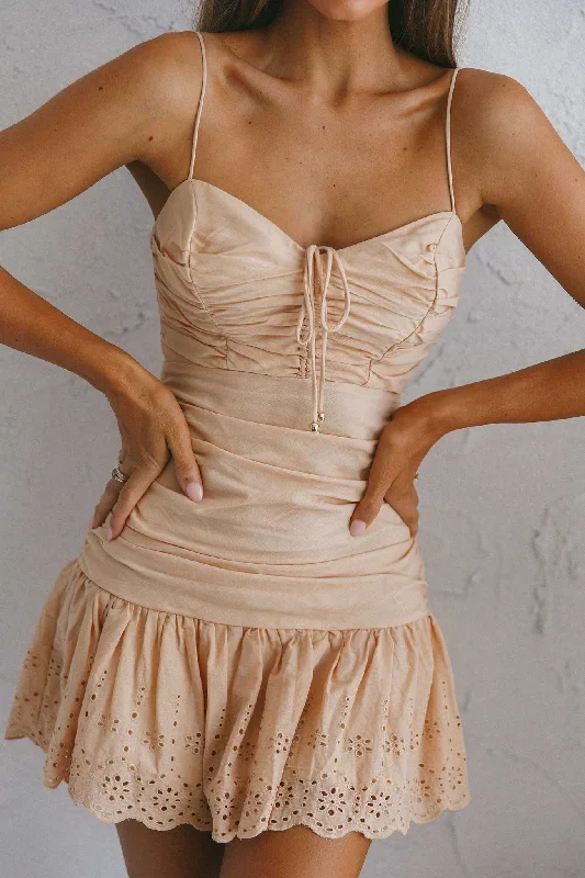 delphine-ruched-bodice-dropped-waist-wide-hem-dress-peach