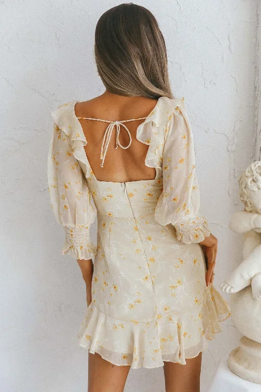 desiree-sweetheart-neckline-shirred-cuff-frill-dress-floral-print-yellow