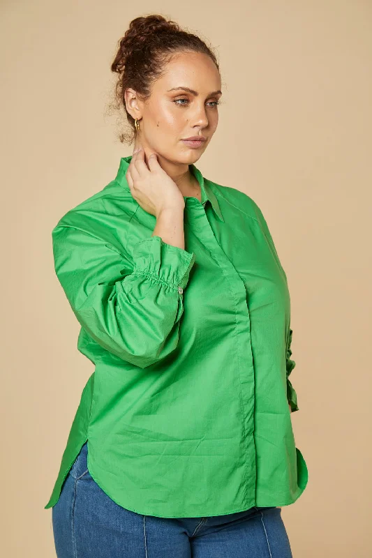 ebony-frill-cuff-shirt-in-green-poplin