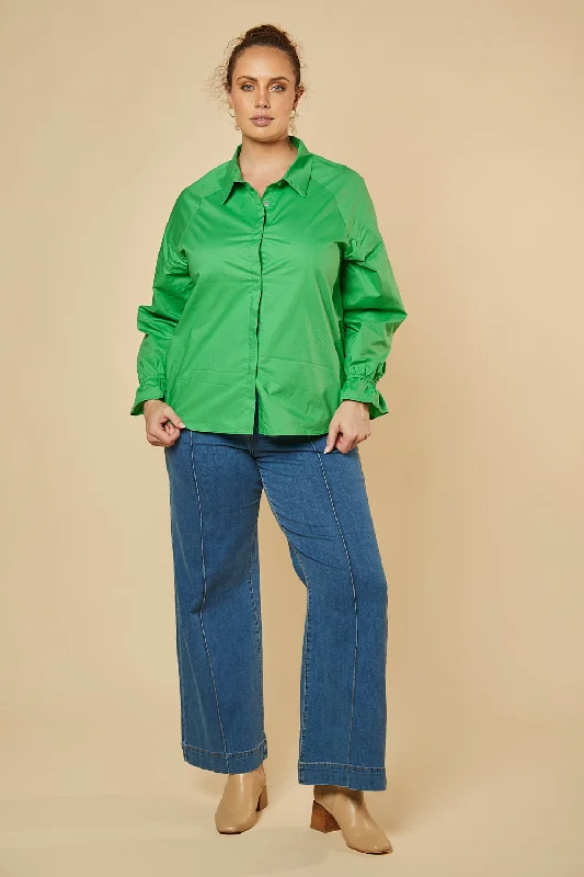 ebony-frill-cuff-shirt-in-green-poplin