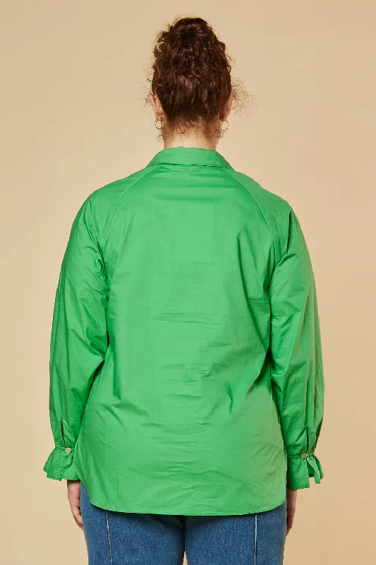 ebony-frill-cuff-shirt-in-green-poplin