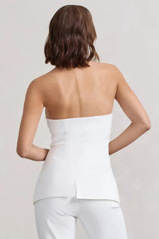 elliana-white-strapless-button-front-tailored-top-cl127758005