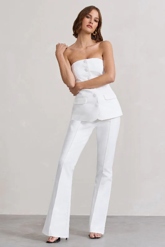 elliana-white-strapless-button-front-tailored-top-cl127758005