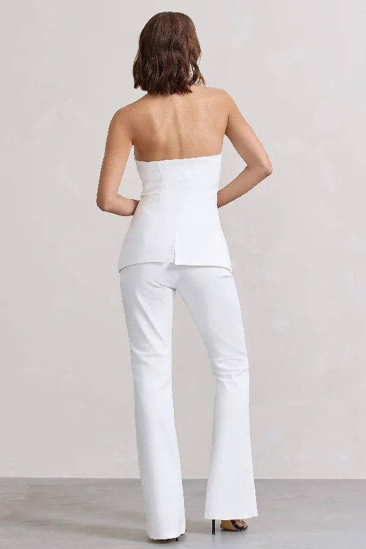 elliana-white-strapless-button-front-tailored-top-cl127758005