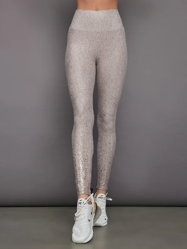 Foil Legging in Melt - Oatmeal Heather with Rose Gold Foil