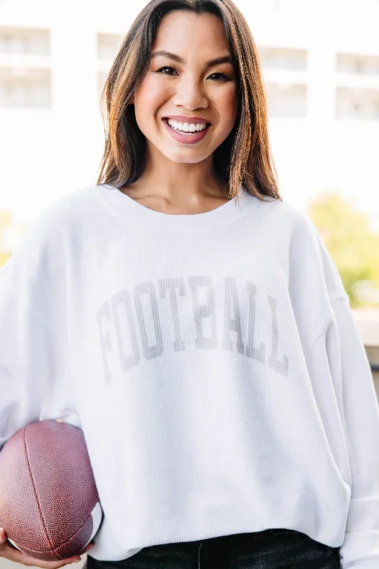 Football White Corded Graphic Sweatshirt