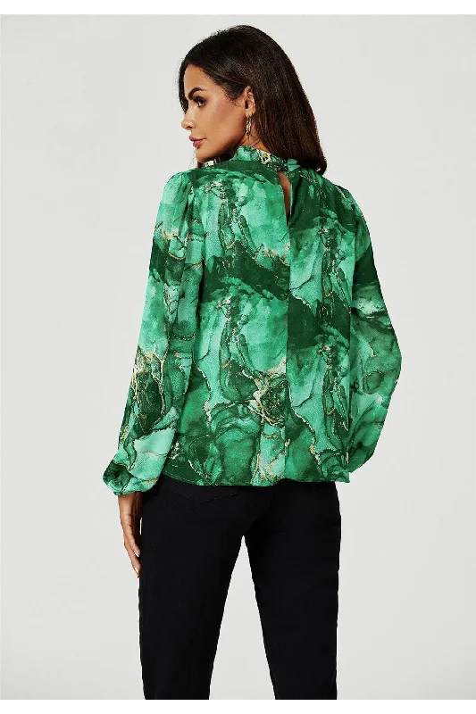 fs-collection-marble-print-long-sleeve-high-neck-top-in-light-green