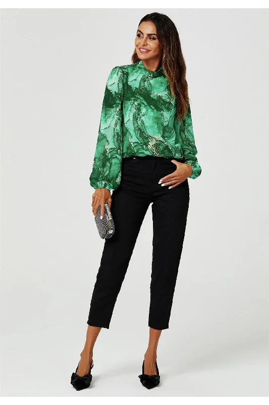 fs-collection-marble-print-long-sleeve-high-neck-top-in-light-green