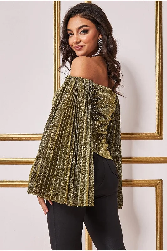 goddiva-sequin-lurex-bardot-pleated-sleeve-top-gold