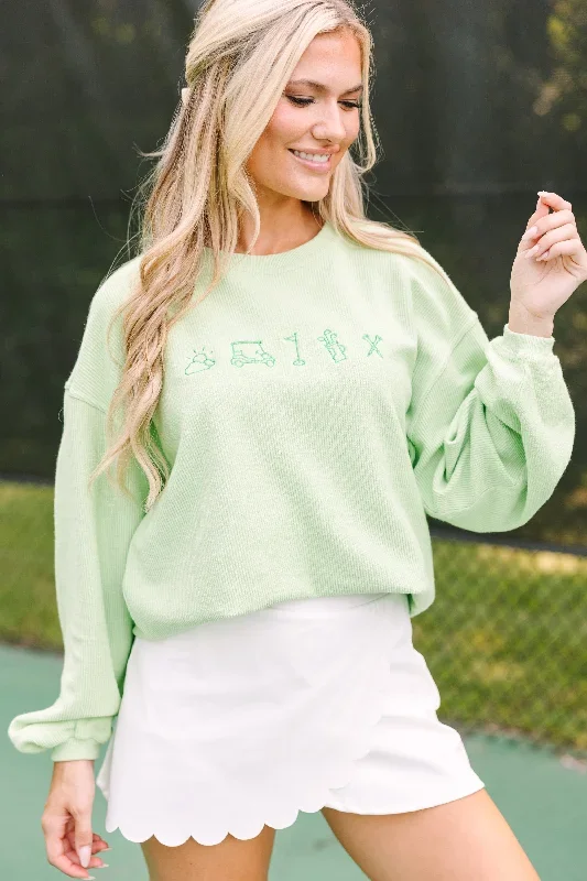 Golf Icons Melon Green Embroidered Corded Sweatshirt