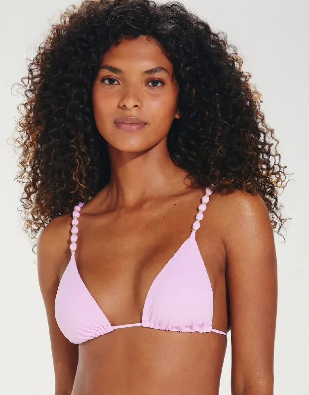 Grenadine Beads Parallel Tri Bikini Top - Lilac