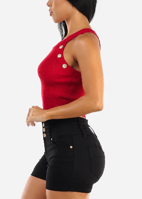 halter-neck-ribbed-top-red-w-gold-buttons-t13906red