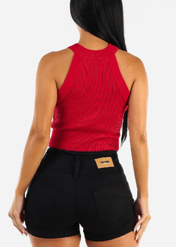 halter-neck-ribbed-top-red-w-gold-buttons-t13906red