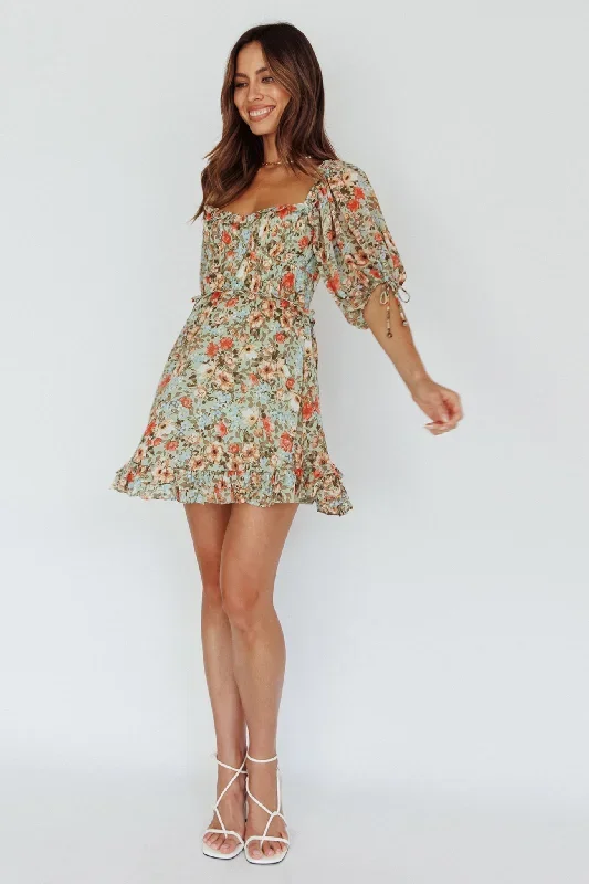 kirra-puff-sleeve-ruched-bodice-dress-floral-green