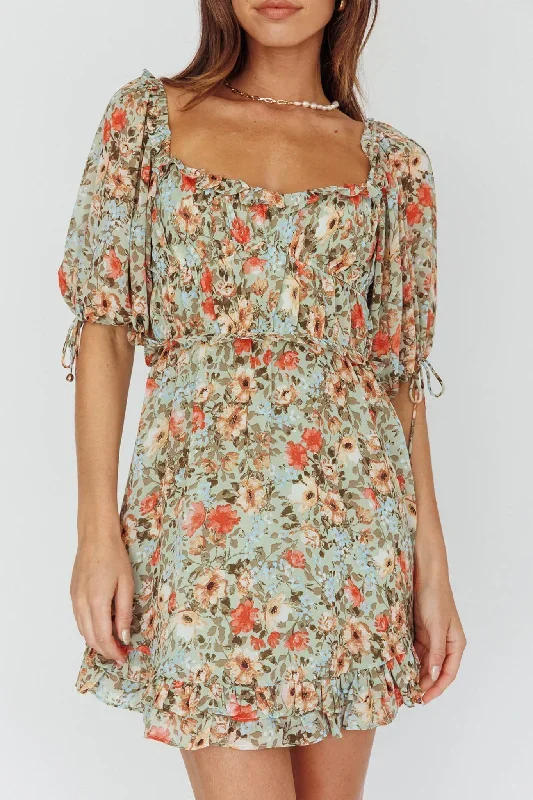 kirra-puff-sleeve-ruched-bodice-dress-floral-green