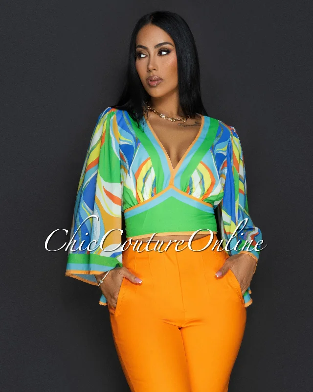 Klarna Green Multi-Color Print Top