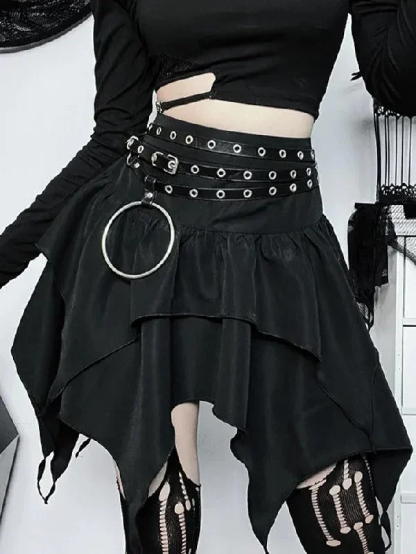 Layered Irregular Hem Mini Skirt