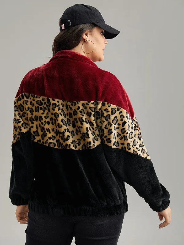 leopard-colorblock-contrast-zipper-jacket