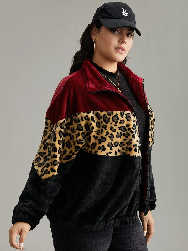 leopard-colorblock-contrast-zipper-jacket