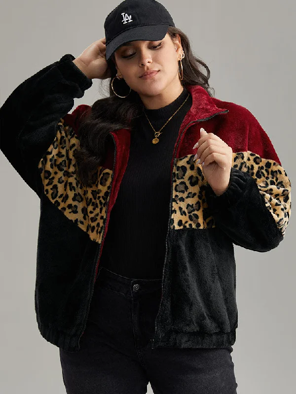 leopard-colorblock-contrast-zipper-jacket