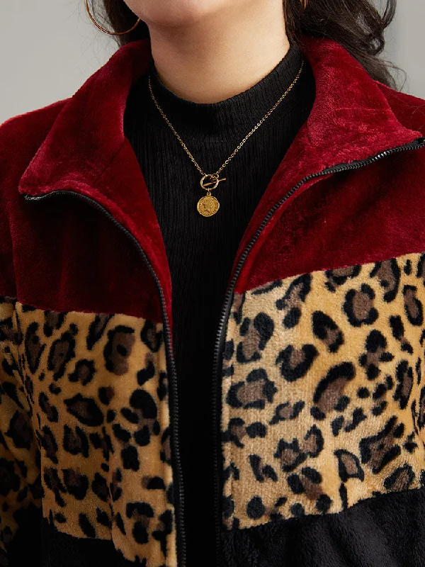 leopard-colorblock-contrast-zipper-jacket