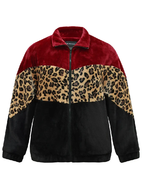 leopard-colorblock-contrast-zipper-jacket